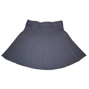 Aerie Ribbed Knit Mini Skirt Small Flared A Line Blue Casual Preppy Coastal Cute